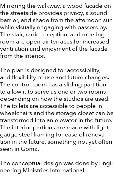 Mirroring the walkway, a wood facade on the streetside provides privacy, a sound barrier, and shade from the afternoo...